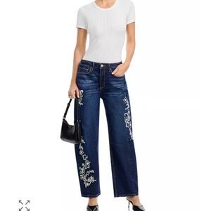 Driftwood Elaine X Raised Rode Barrel Leg Jeans Size 33 NWT $178 Dark Wash